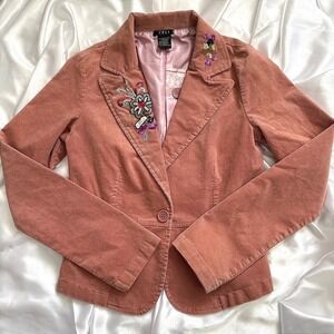 Cell Women Mauve Corduroy Embroidered Sequin Blazer Jacket IMP-766 Small